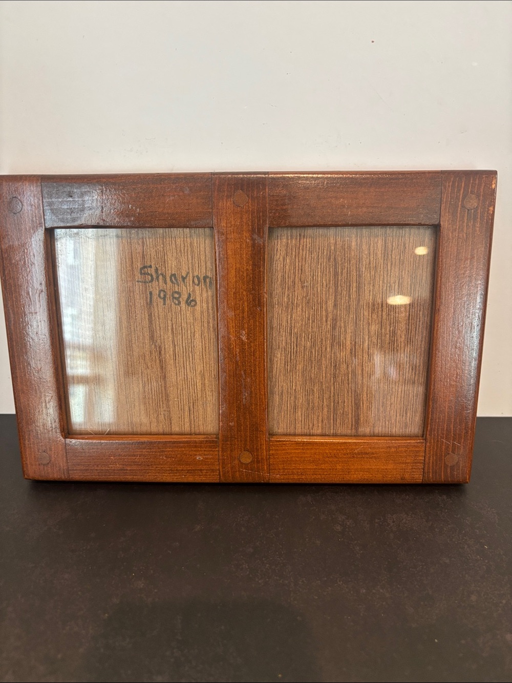 Vintage 1980s Double Wooden Picture Frame